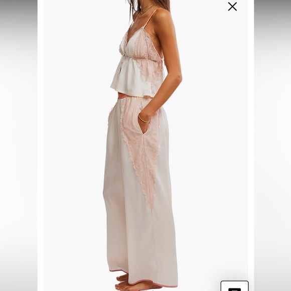 Free People White Satin Lounge Set - Picture 3 of 5